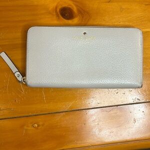 Kate Spade light gray leather continental zip wallet